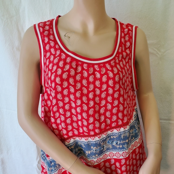 Red Tunic Style Tank with Angled Hem - Picture 3 of 9